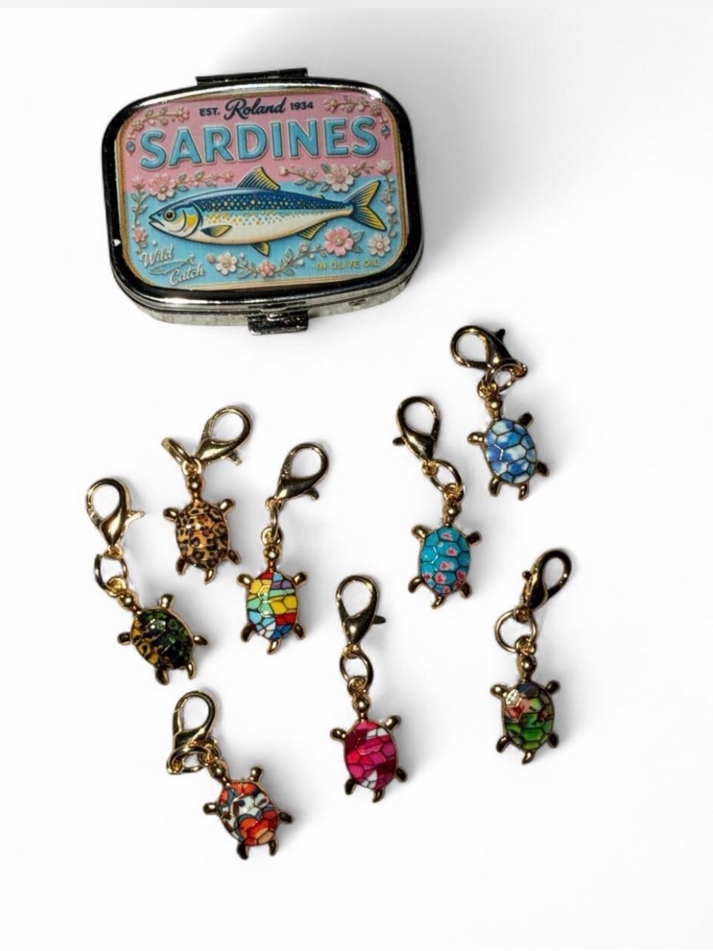Colorful Turtle Charms Keychain Set - Multicolor